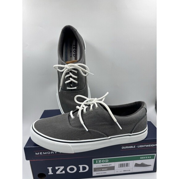 Izod Men's Rangley Canvas Memory Foam Gray Lace Up Sneaker Shoes Size 9.5 - Picture 1 of 16